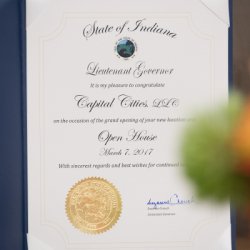 Office of the State of Indiana Lieutenant Governor Certificate of Congratulations